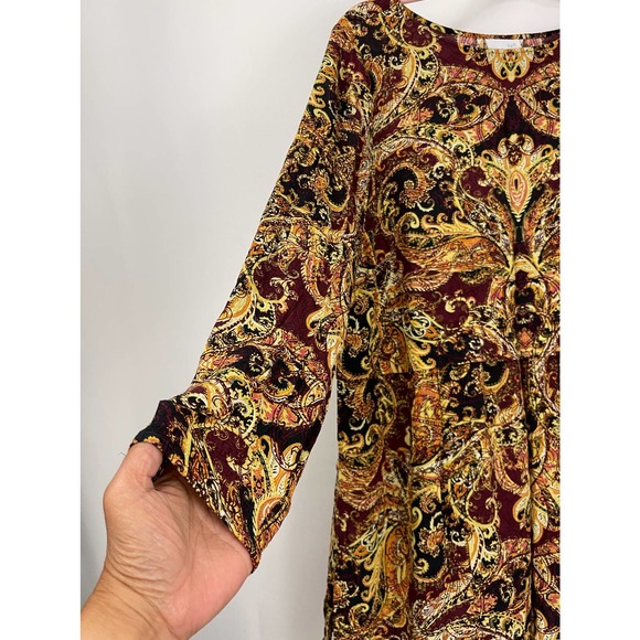 J.Jill Soft Boatneck Peplum Fall All Over Paisley Vented Tunic Sz Lg #4103 - Picture 8 of 11